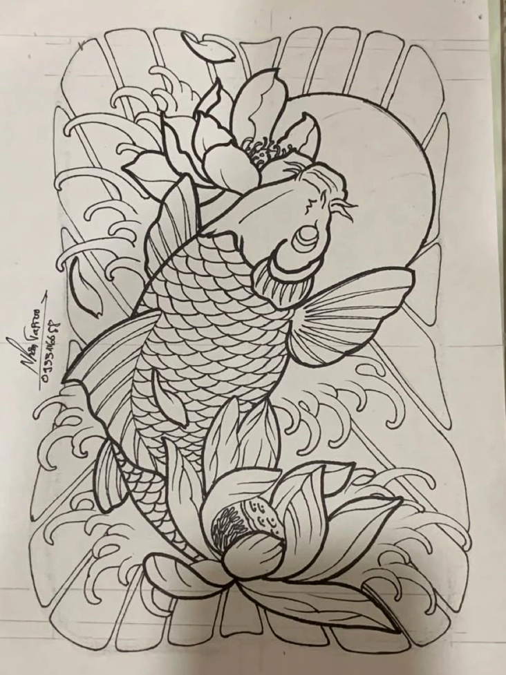 Hình xăm cá chép Nhật Bản full lưng