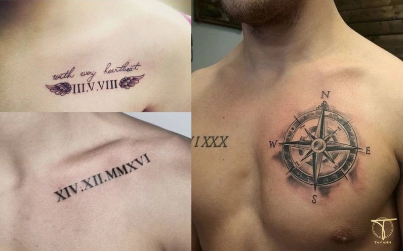Hình xăm la mã đơn giản trên ngực nam