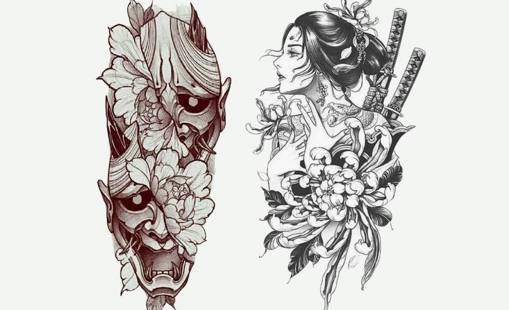 Hình xăm nhật cổ rồng trắng đen