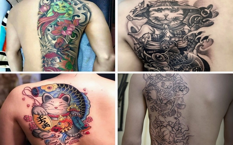 Hình xăm nửa lưng dưới phong cách màu nước