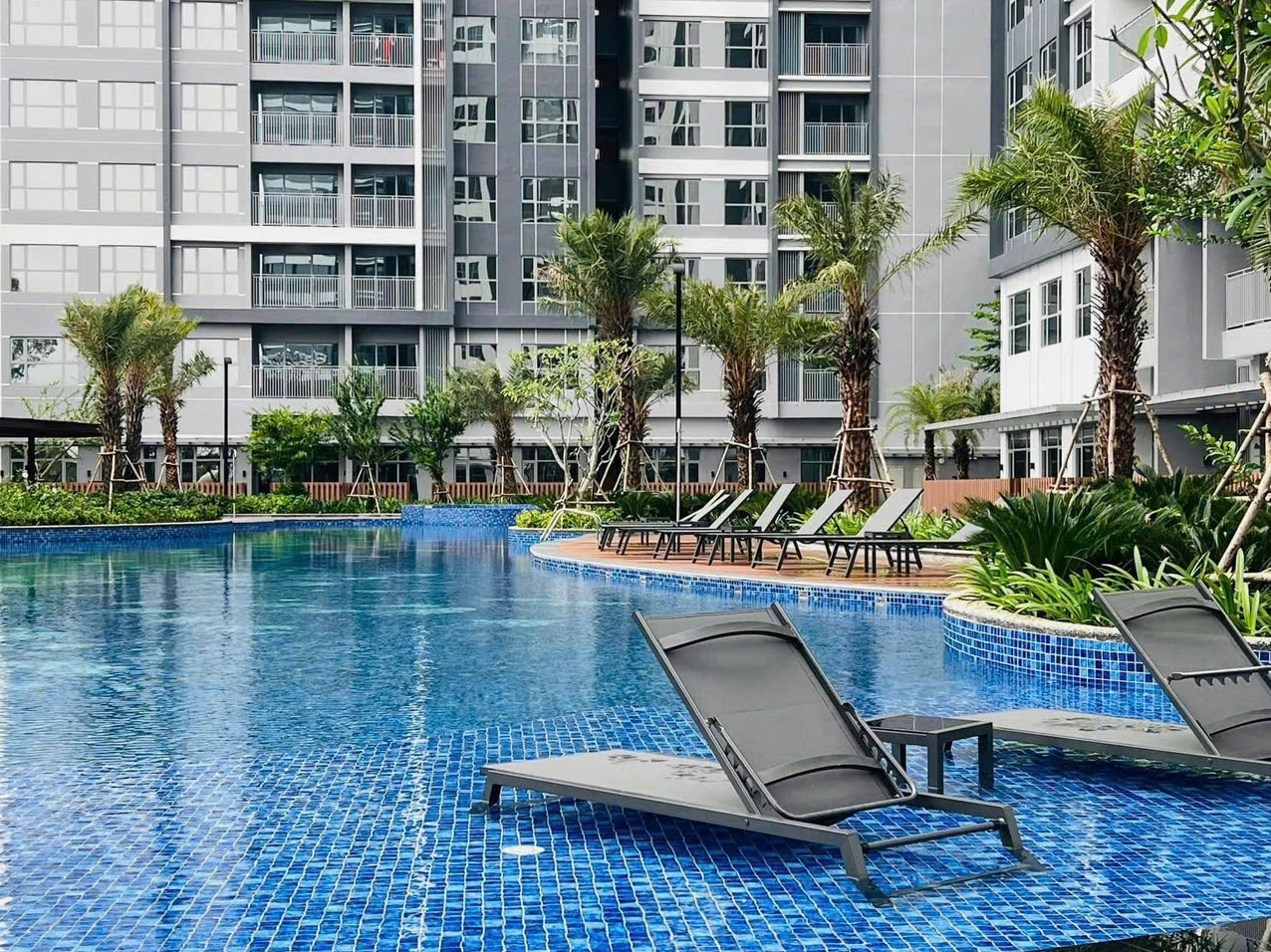Hồ bơi tràn bờ sang trọng tại dự án căn hộ