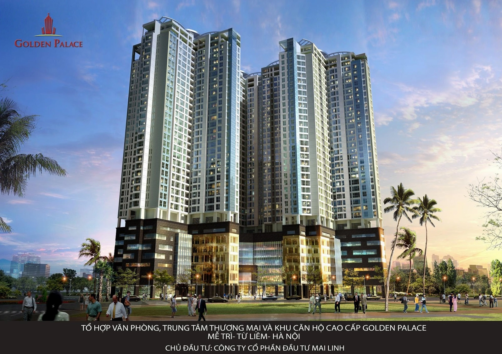Khuôn viên xanh mát tại Golden Palace Mễ Trì