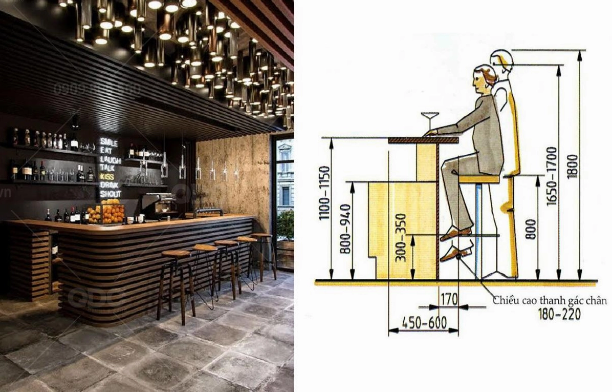 Kích thước quầy bar gia đình tiện lợi