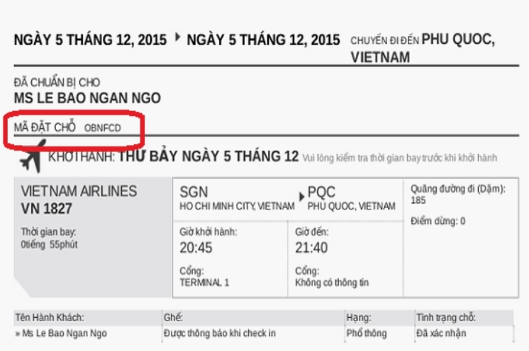 Kiểm tra vé máy bay qua email xác nhận