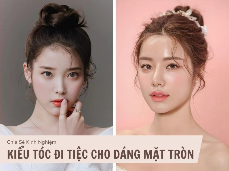 Kiểu tóc đi tiệc cho mặt tròn - Tóc uốn lọn bồng bềnh che khuyết điểm