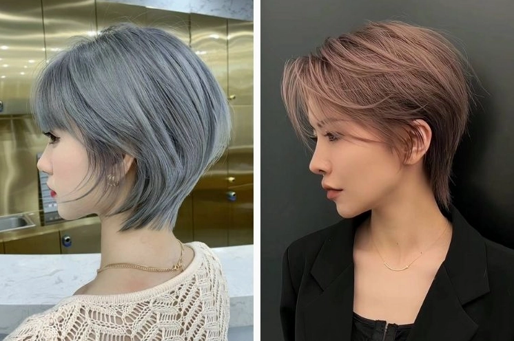 Kiểu tóc tém nữ nhuộm màu khói đầy cá tính và sành điệu