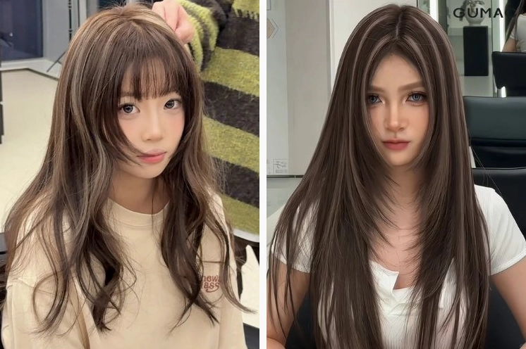 Mái tóc với kỹ thuật nhuộm highlight sợi nhỏ