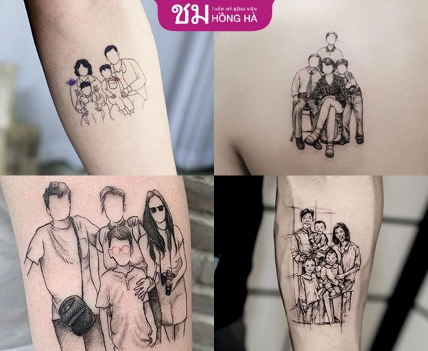 Mẫu hình xăm gia đình 4 người độc đáo và ý nghĩa