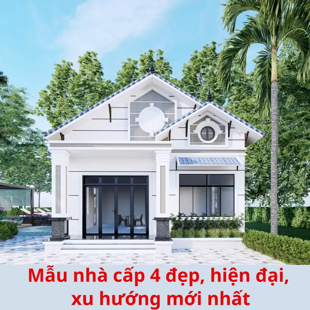 Mẫu nhà cấp 4 hiện đại với cửa kính lớn