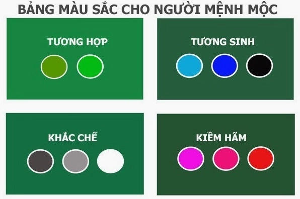 Màu sắc hợp và kỵ với người mệnh Mộc