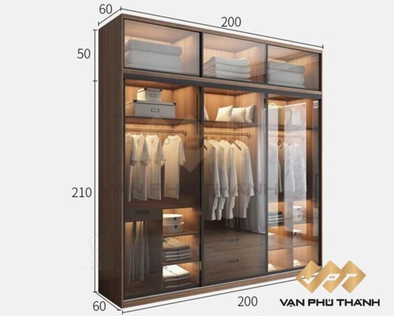 Mẫu tủ quần áo 3 buồng hiện đại với thiết kế tối giản