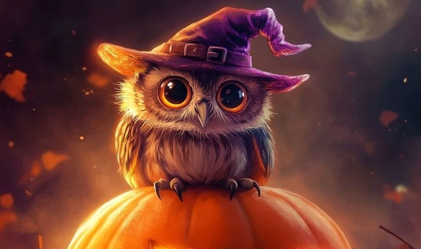 Mèo đen lướt đi trong đêm Halloween