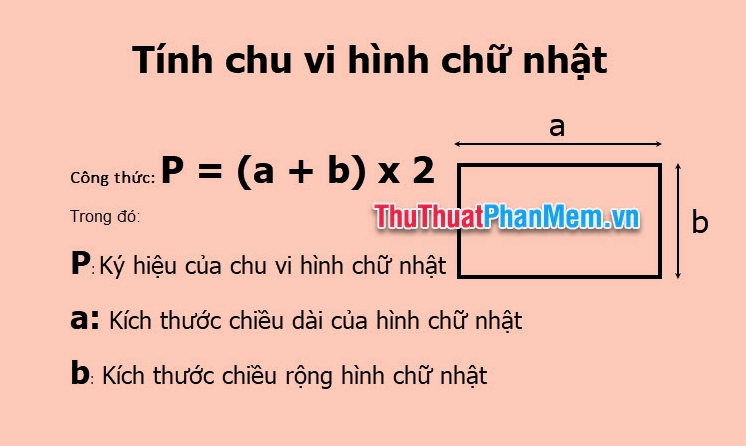 Minh họa công thức tính chu vi hình chữ nhật