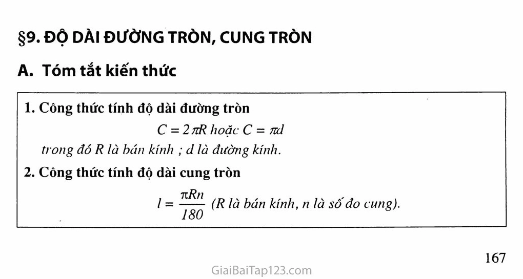 Minh họa cung tròn và các yếu tố liên quan