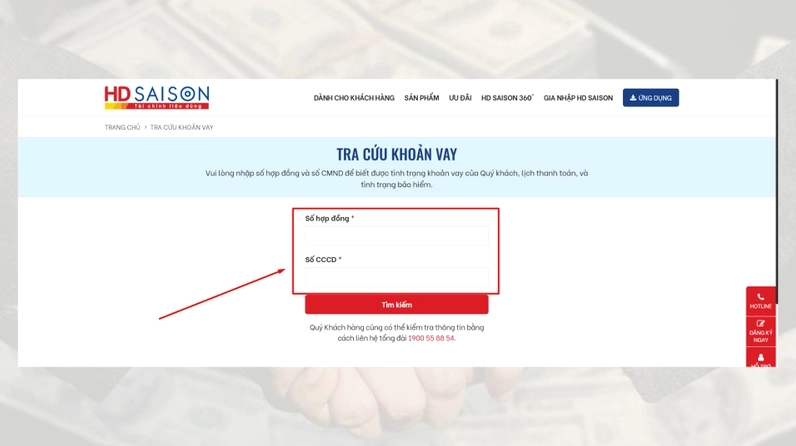 Minh họa giao diện tra cứu thông tin trên website