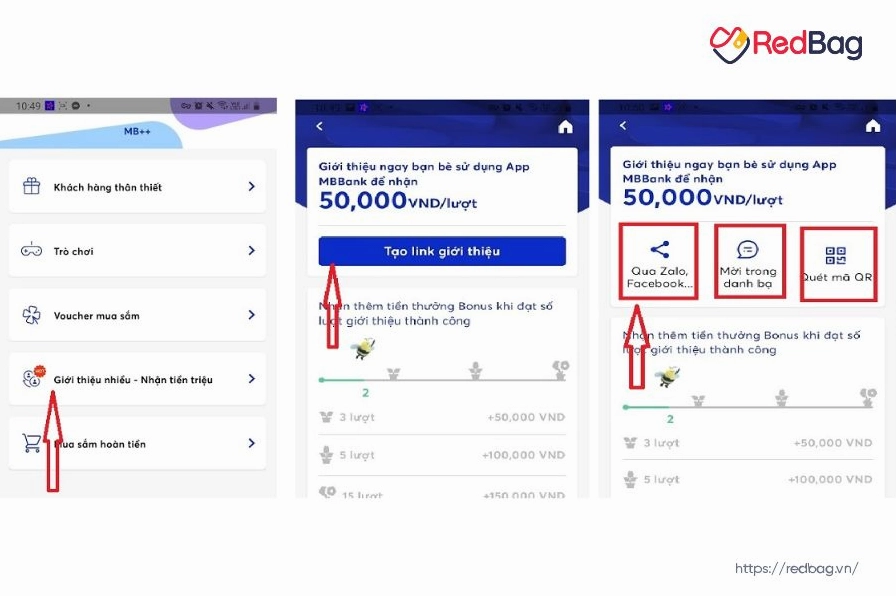 Minh họa nhập mã giới thiệu MB Bank