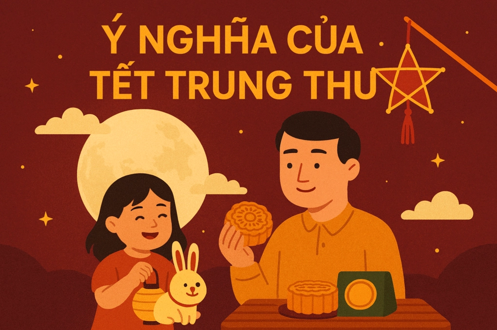 Một gia đình quây quần bên mâm cỗ Trung Thu truyền thống