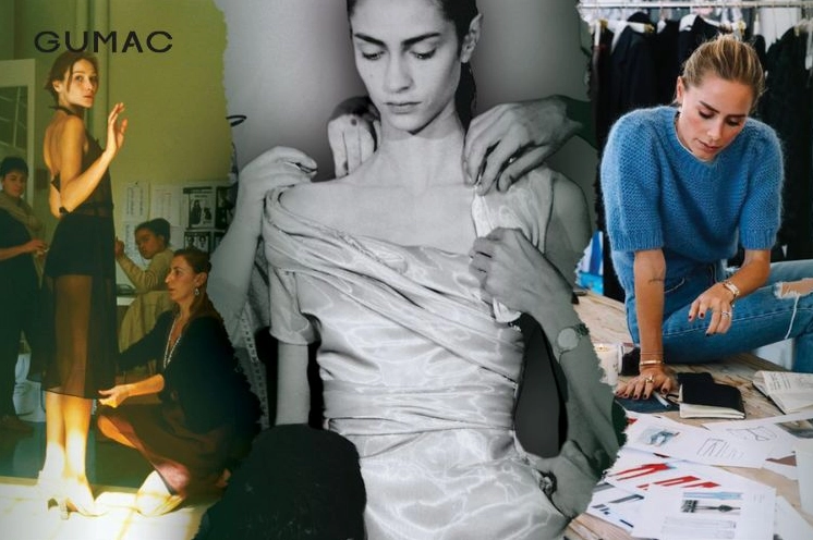 Một stylist đang làm việc với trang phục và phụ kiện
