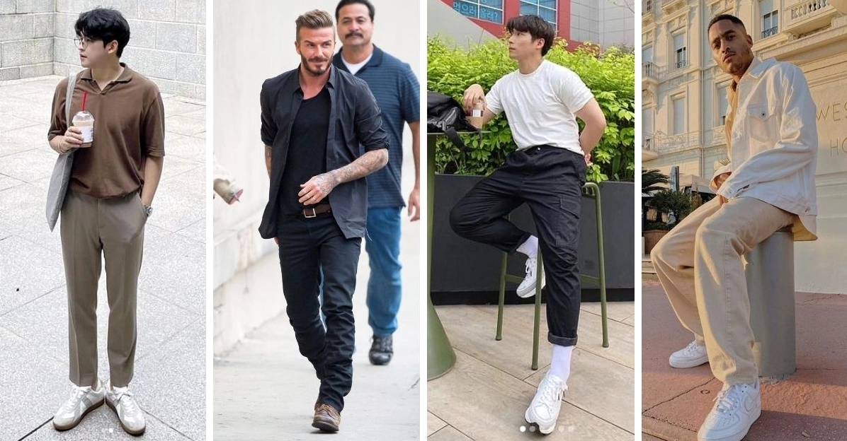 Nam giới diện trang phục casual lịch lãm với áo sơ mi và quần chinos