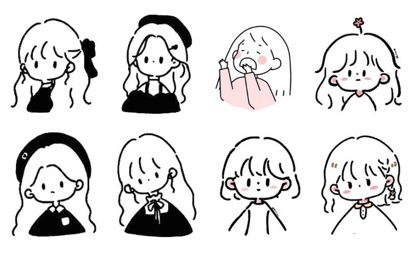 Nhân vật chibi được tô màu với phong cách đáng yêu