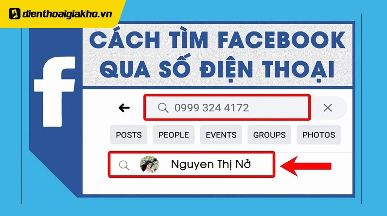 Nhập số điện thoại vào thanh tìm kiếm Facebook