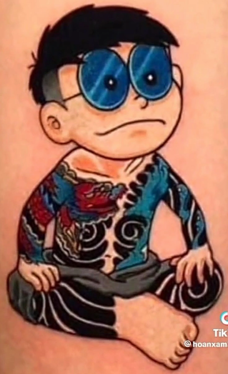 Nobita xăm trổ với phong cách anime hiện đại