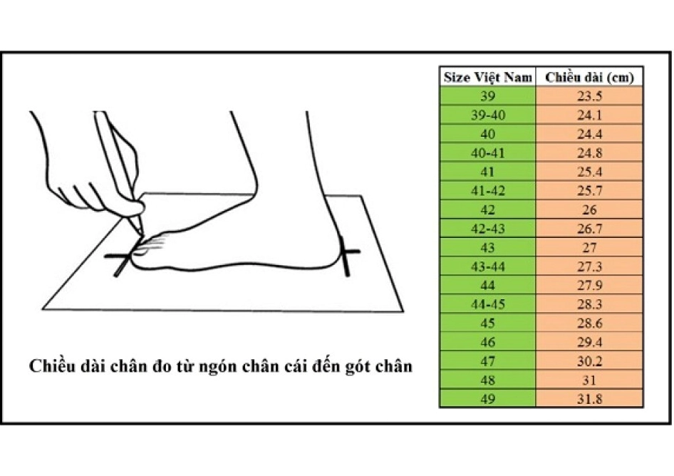 Đo chiều dài bàn chân để xác định size giày
