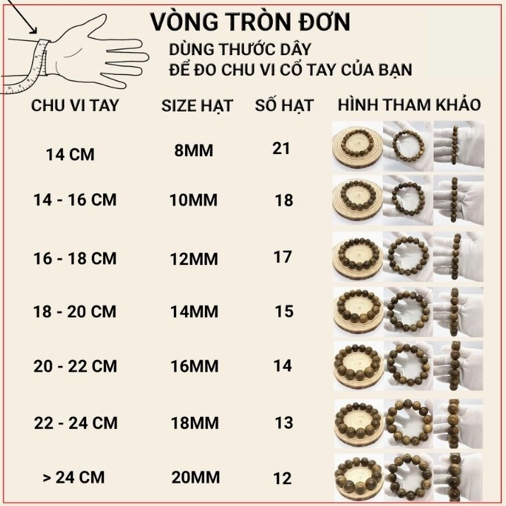 Đo cổ tay để chọn số hạt vòng phù hợp