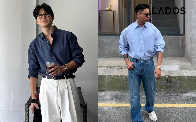 Phối áo sơ mi Oxford nam với quần jean ống đứng