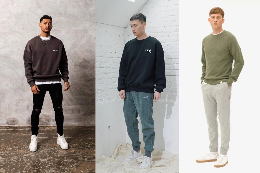 Phối áo sweater và quần jogger thể thao