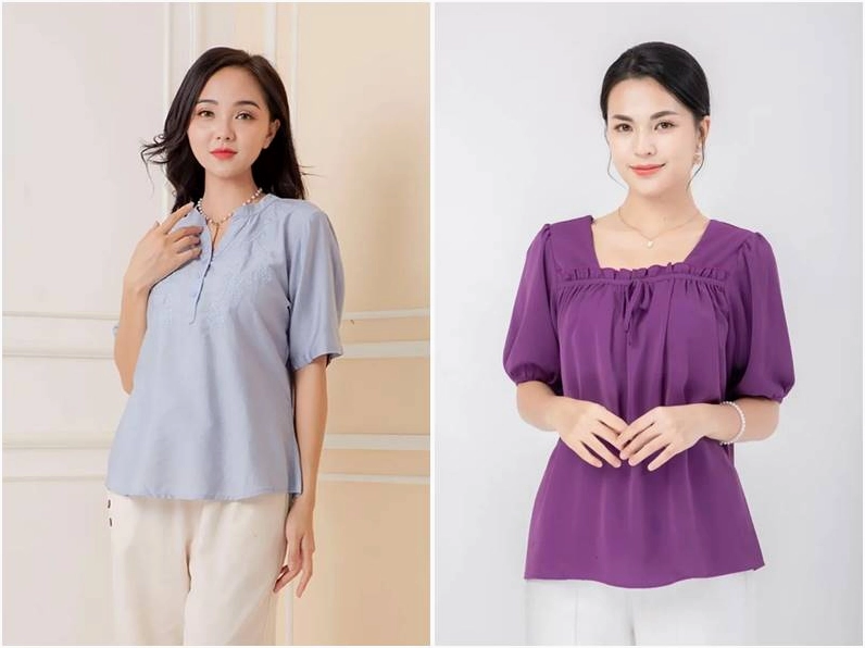 Phụ nữ tuổi 50 diện áo sơ mi thanh lịch