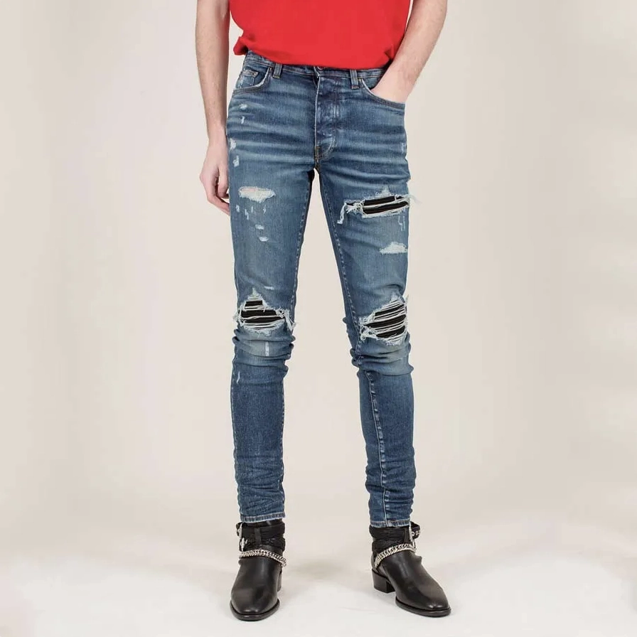 Quần bò Amiri Suede Jeans màu xanh classic blue