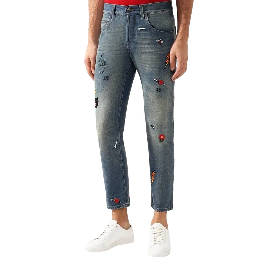 Quần Jean Nam Gucci Blue Symbol Tapered
