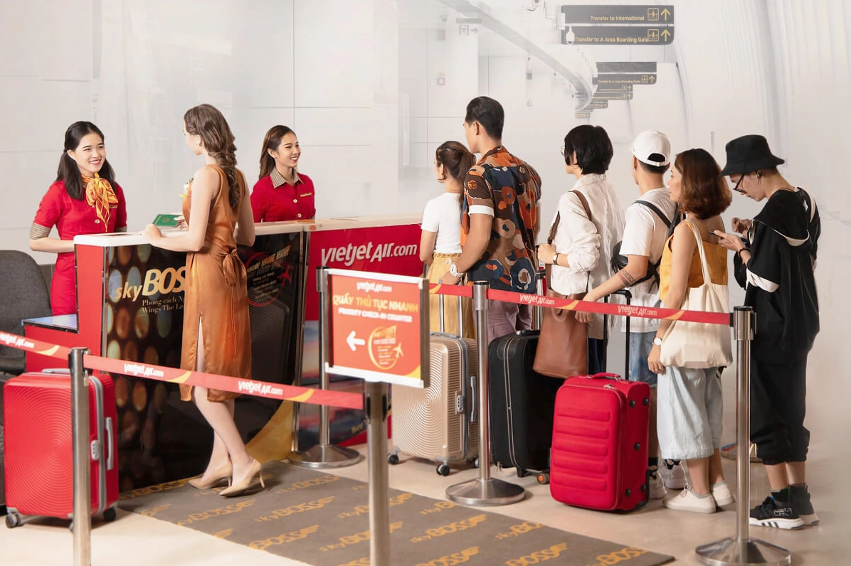 Quầy làm thủ tục Vietjet Air tại sân bay