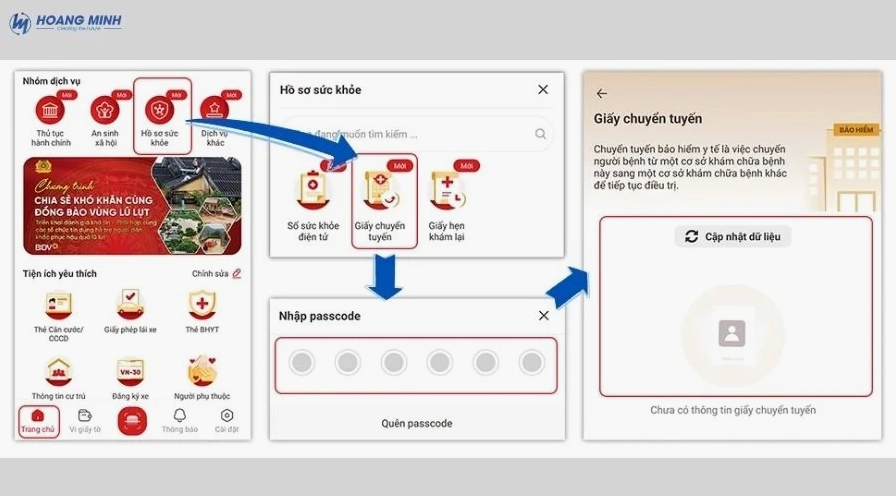 Quy trình xin giấy chuyển tuyến BHYT online
