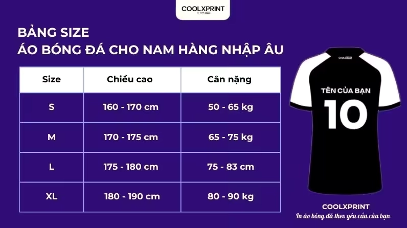So sánh size áo đá bóng nam và nữ hoặc các form áo khác nhau