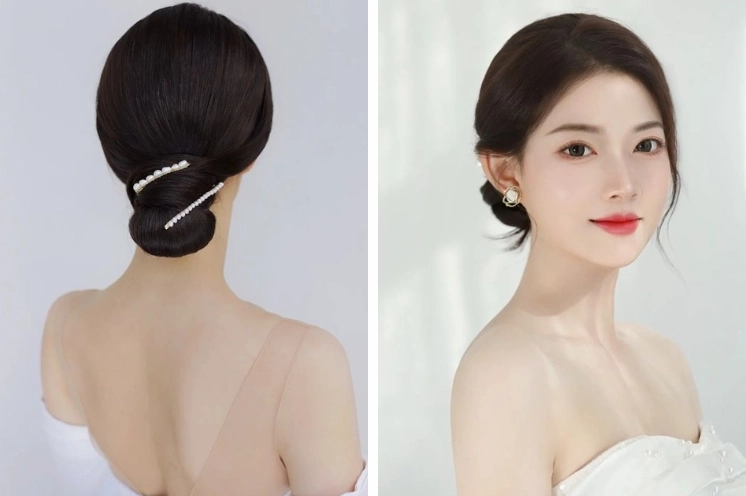 Tạo kiểu búi tóc thấp cổ điển