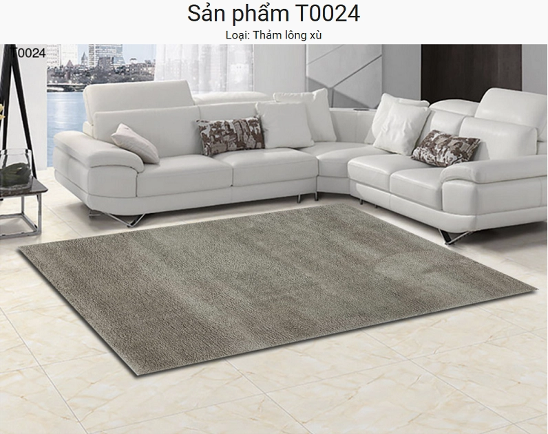 Thảm trải sàn phòng khách với họa tiết lá cây tối giản