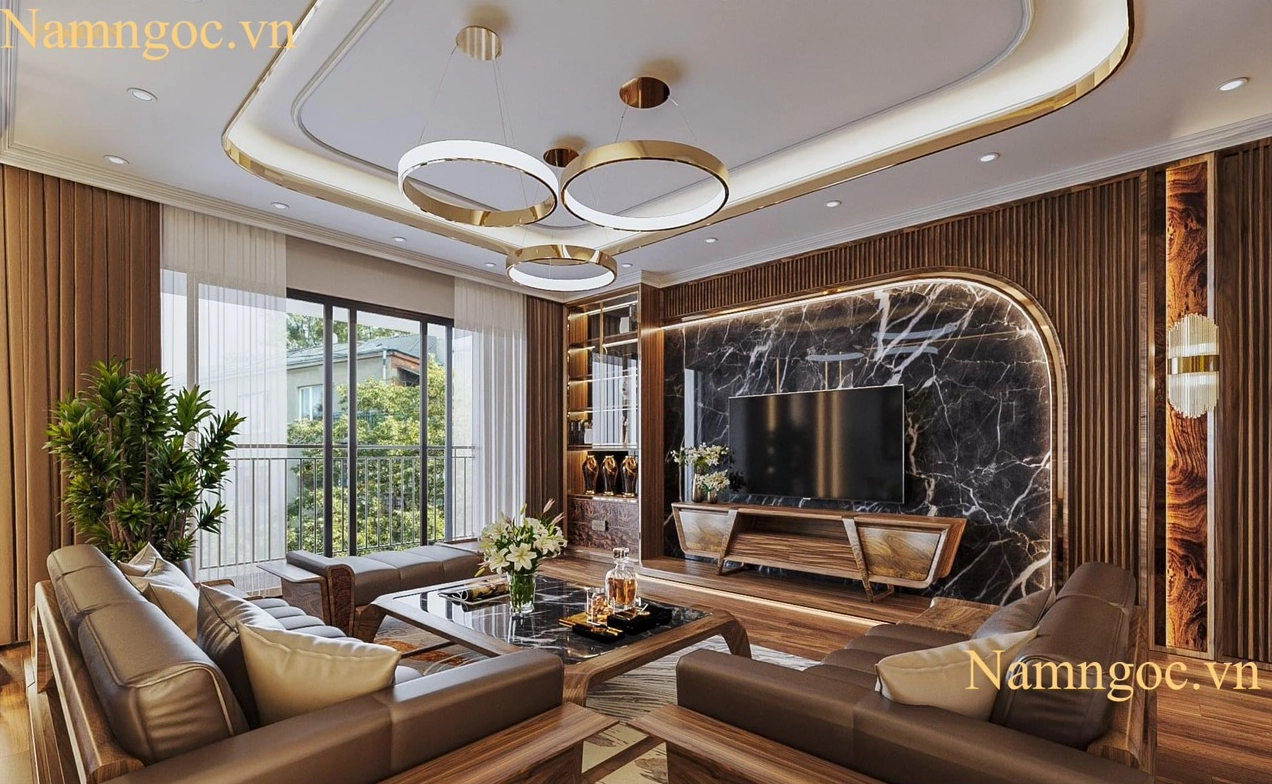 Trần thạch cao phòng khách xuyên sáng với họa tiết bầu trời sao