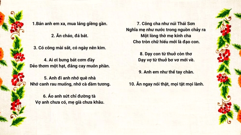 Tranh minh họa về ca dao tục ngữ Việt Nam