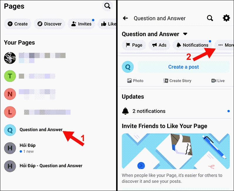 Truy cập vào trang Facebook cần đổi tên