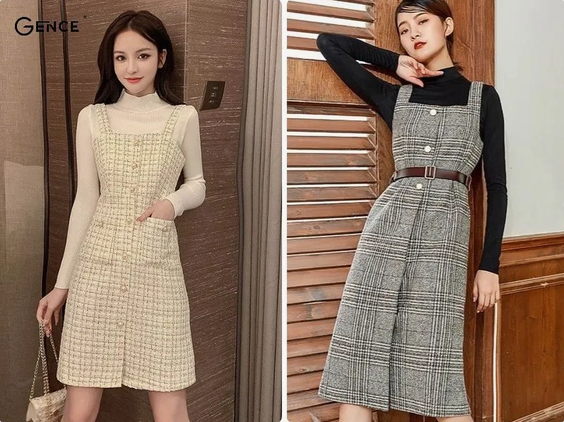 Váy dạ tweed dáng chữ A sang trọng