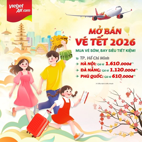 Vé máy bay Tết 2026 Vietjet Air