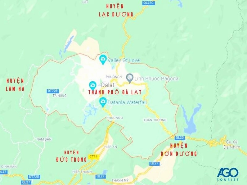 Vị trí địa lý Đà Lạt trên bản đồ Việt Nam