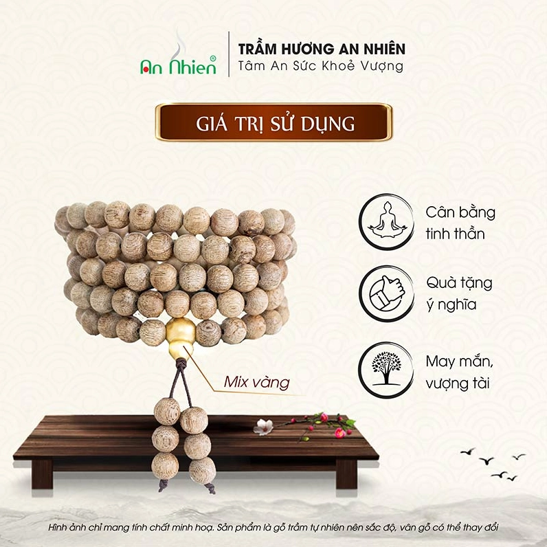 Vòng trầm hương 108 hạt cho người mệnh Kim